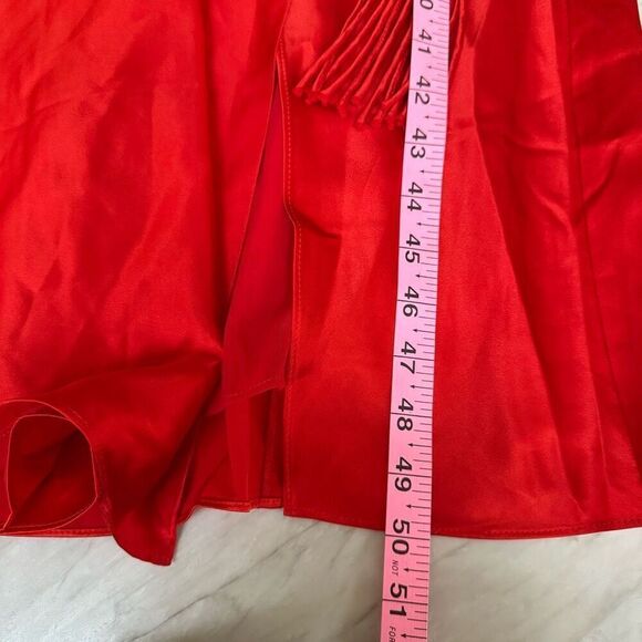 Cinq a Sept Serena 100% Silk Dress long sleeve faux wrap in red orange sz 4 NWT - Picture 11 of 14